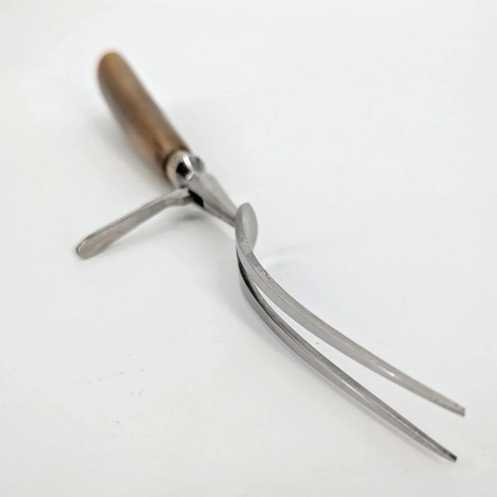 Vintage Carving Fork Genuine Horn Handle Stainless Steel Meat Server England 11